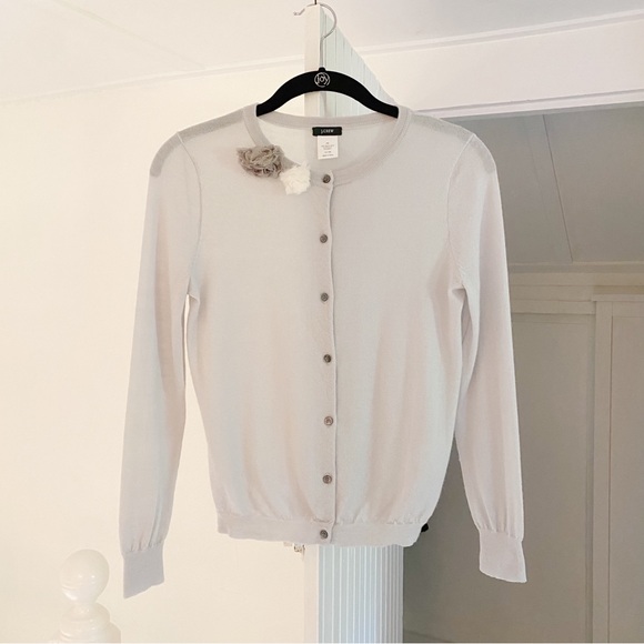 J. Crew Vintage Y2K Merino Wool Rosette Cardigan Sweater - Picture 5 of 8